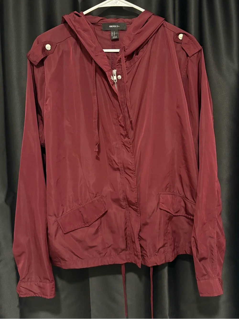 Forever 21 Women's Maroon Hooded Utility Jacket - Picture 2 of 4